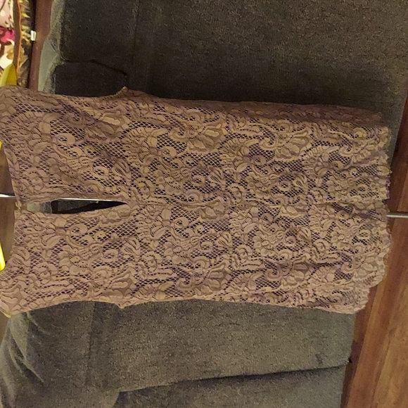 ! Wishlist lace dress, lined, frayed edge,  medium NWT  , mocha - Picture 5 of 11
